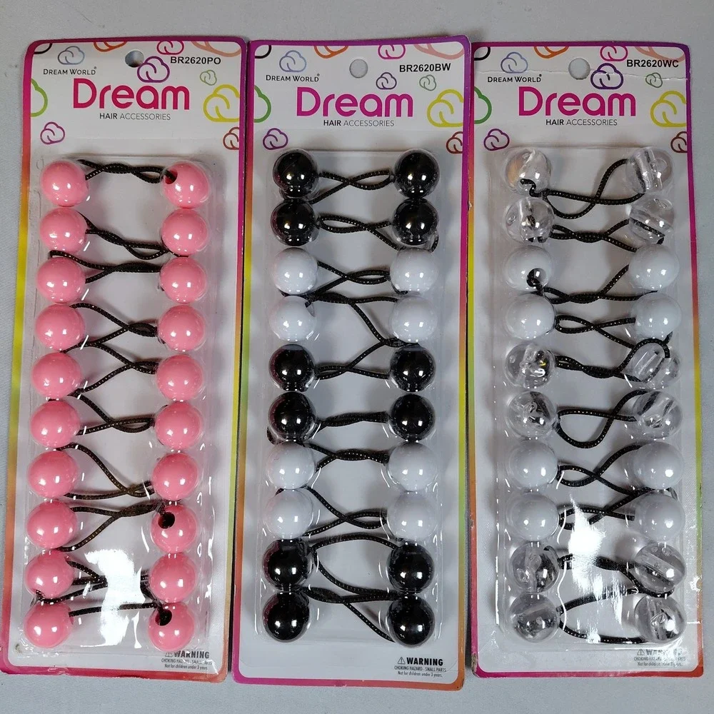 30 Dream World Knocker Twin Bead Ball Ponytail Holder Bubble 20mm Hair Ties